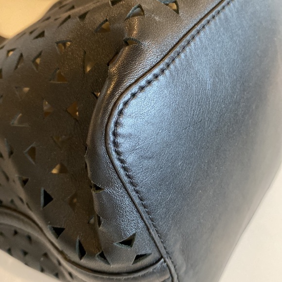 Tory Burch Monogram T Leather Laser-Cut Tote Bag - Picture 11 of 12